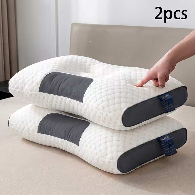 Ergoflex™ 2-Pack Ergonomic Neck Support Pillows – Breathable Anti-Sweat Fabric with Removable Washable Zipper Cover for Neck & Shoulder Pain Relief