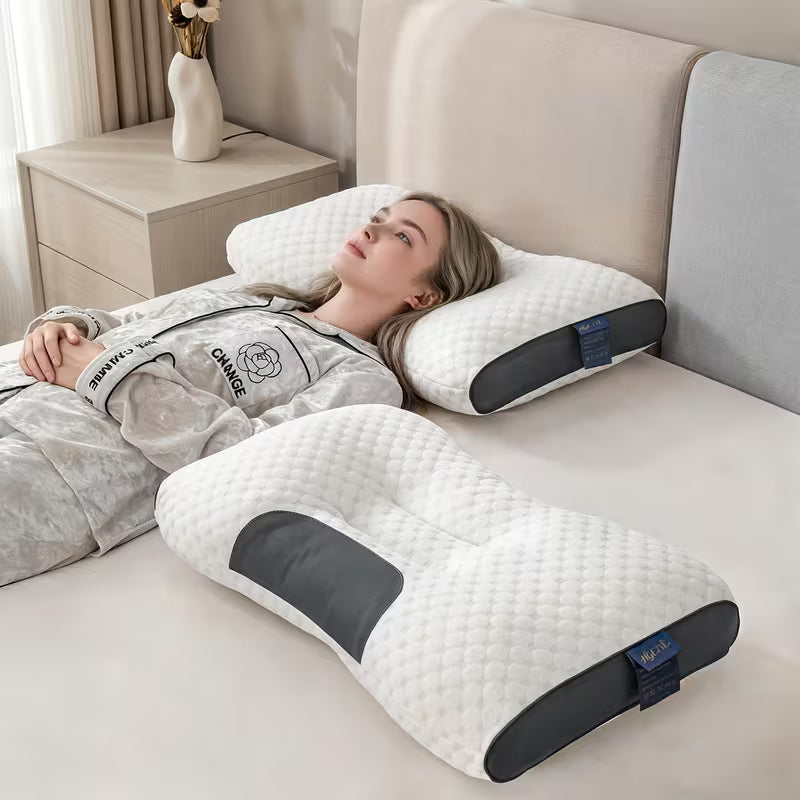 Ergoflex™ 2-Pack Ergonomic Neck Support Pillows – Breathable Anti-Sweat Fabric with Removable Washable Zipper Cover for Neck & Shoulder Pain Relief