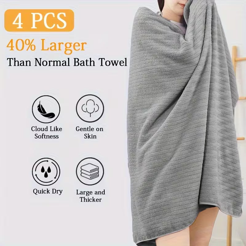 CloudPlush™ 4-Pack Oversized Bath Sheets Set (35" x 70") – Ultra-Soft Microfiber Extra Large Bath Towels, Quick-Dry & Super Absorbent Jumbo Towel Set for Bathroom, Spa, Pool & Beach