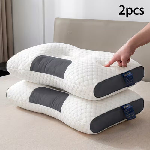 Ergoflex™ 2-Pack Ergonomic Neck Support Pillows – Breathable Anti-Sweat Fabric with Removable Washable Zipper Cover for Neck & Shoulder Pain Relief