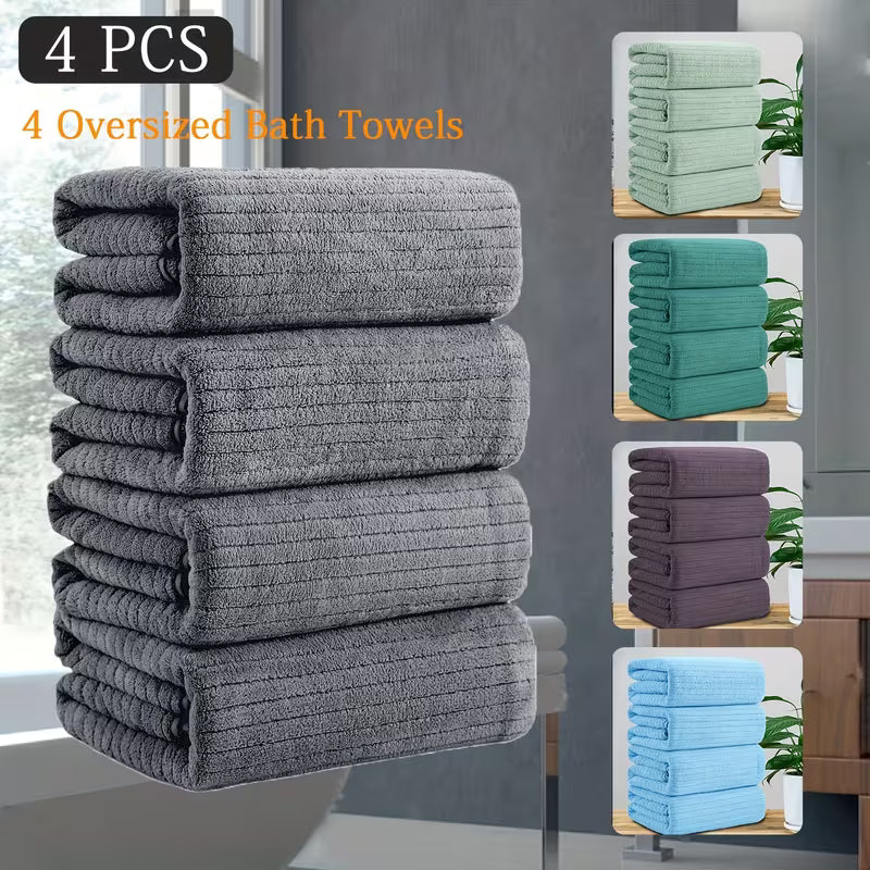 CloudPlush™ 4-Pack Oversized Bath Sheets Set (35" x 70") – Ultra-Soft Microfiber Extra Large Bath Towels, Quick-Dry & Super Absorbent Jumbo Towel Set for Bathroom, Spa, Pool & Beach